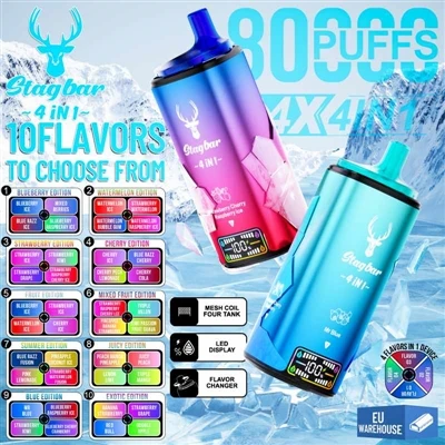 Stag Bar 4in1 80000 Puffs: A New Era Choice For High-puff Disposable E-cigare...