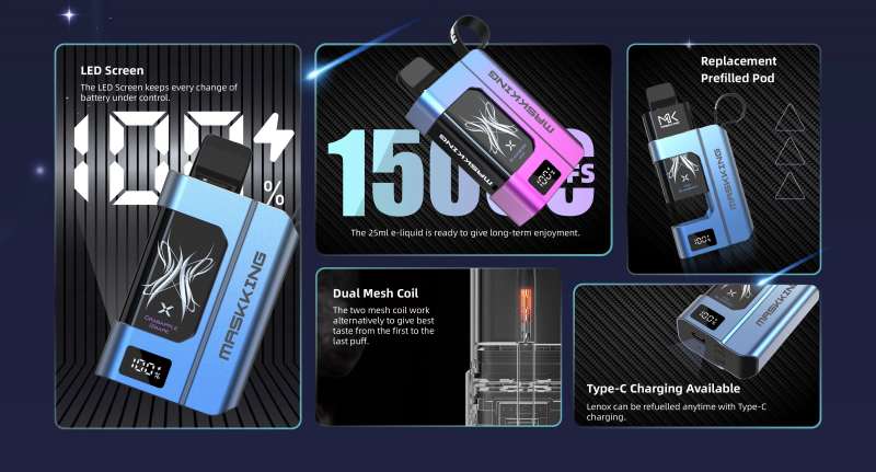 Maskking-Lenox-15000-Puffs-Replaceable-Pod-16-Flavors-25ml-Oil-550mAh-Vape Maskking-Lenox-15000-Puffs-Replaceable-Pod-16-Flavors-25ml-Oil-550mAh-Vape