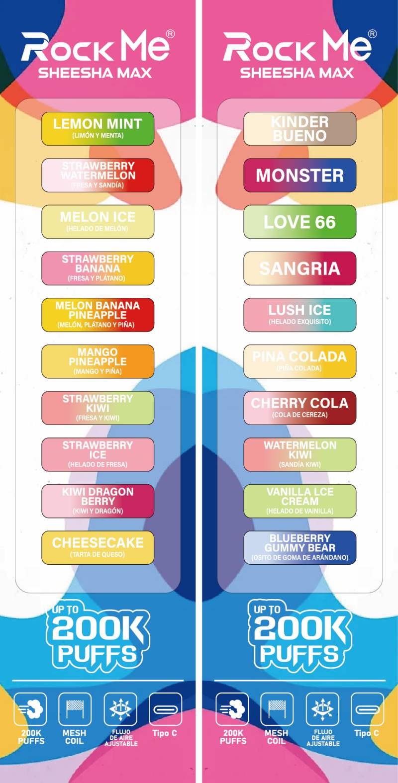ROCK ME SHEESHA MAX 200K Taste List